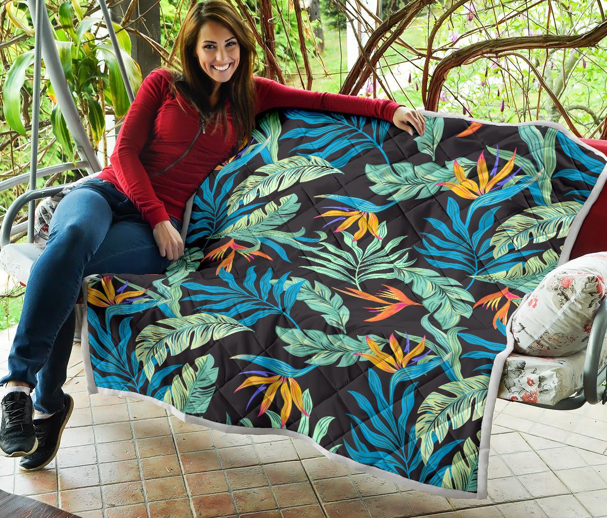 Tropical Palm Leaves Hawaiian Flower Premium Quilt-JTAMIGO.COM
