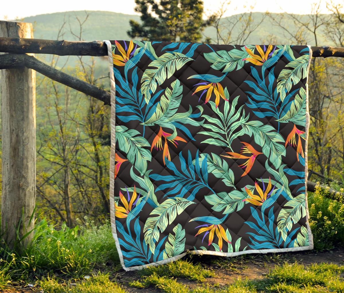 Tropical Palm Leaves Hawaiian Flower Premium Quilt-JTAMIGO.COM