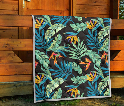 Tropical Palm Leaves Hawaiian Flower Premium Quilt-JTAMIGO.COM