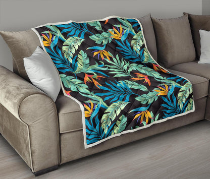 Tropical Palm Leaves Hawaiian Flower Premium Quilt-JTAMIGO.COM