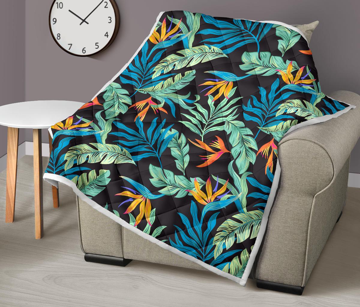 Tropical Palm Leaves Hawaiian Flower Premium Quilt-JTAMIGO.COM