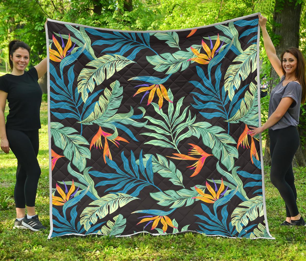 Tropical Palm Leaves Hawaiian Flower Premium Quilt-JTAMIGO.COM