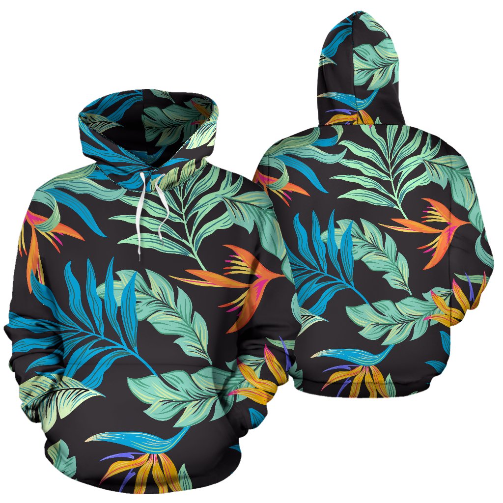 Tropical Palm Leaves Hawaiian Flower Pullover Hoodie