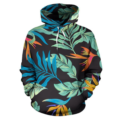 Tropical Palm Leaves Hawaiian Flower Pullover Hoodie