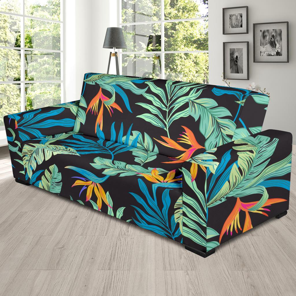 Tropical Palm Leaves Hawaiian Flower Sofa Slipcover-JTAMIGO.COM
