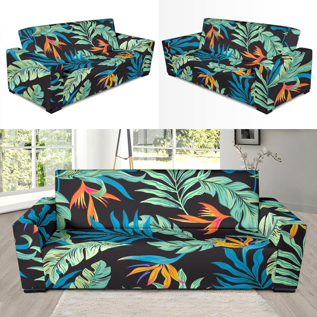 Tropical Palm Leaves Hawaiian Flower Sofa Slipcover-JTAMIGO.COM
