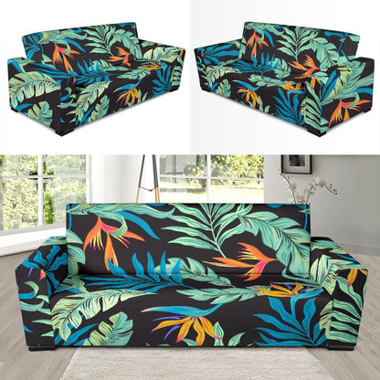 Tropical Palm Leaves Hawaiian Flower Sofa Slipcover-JTAMIGO.COM