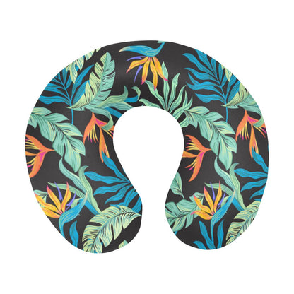 Tropical Palm Leaves Hawaiian Flower U-Shaped Travel Neck Pillow-JTAMIGO.COM