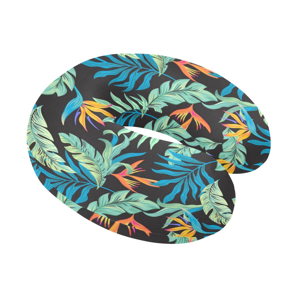 Tropical Palm Leaves Hawaiian Flower U-Shaped Travel Neck Pillow-JTAMIGO.COM