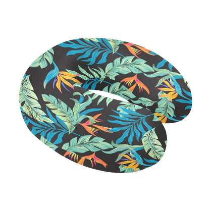 Tropical Palm Leaves Hawaiian Flower U-Shaped Travel Neck Pillow-JTAMIGO.COM