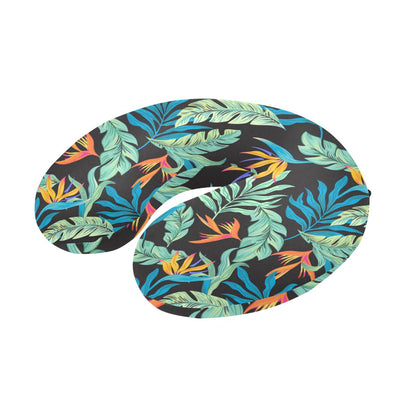 Tropical Palm Leaves Hawaiian Flower U-Shaped Travel Neck Pillow-JTAMIGO.COM