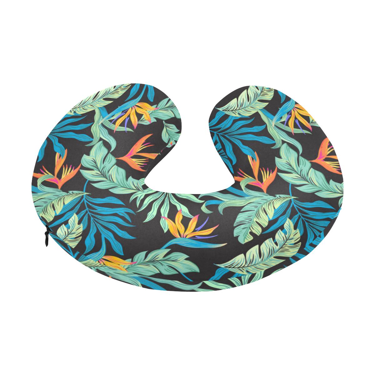 Tropical Palm Leaves Hawaiian Flower U-Shaped Travel Neck Pillow-JTAMIGO.COM