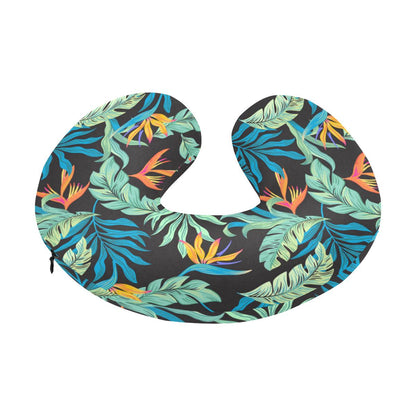 Tropical Palm Leaves Hawaiian Flower U-Shaped Travel Neck Pillow-JTAMIGO.COM