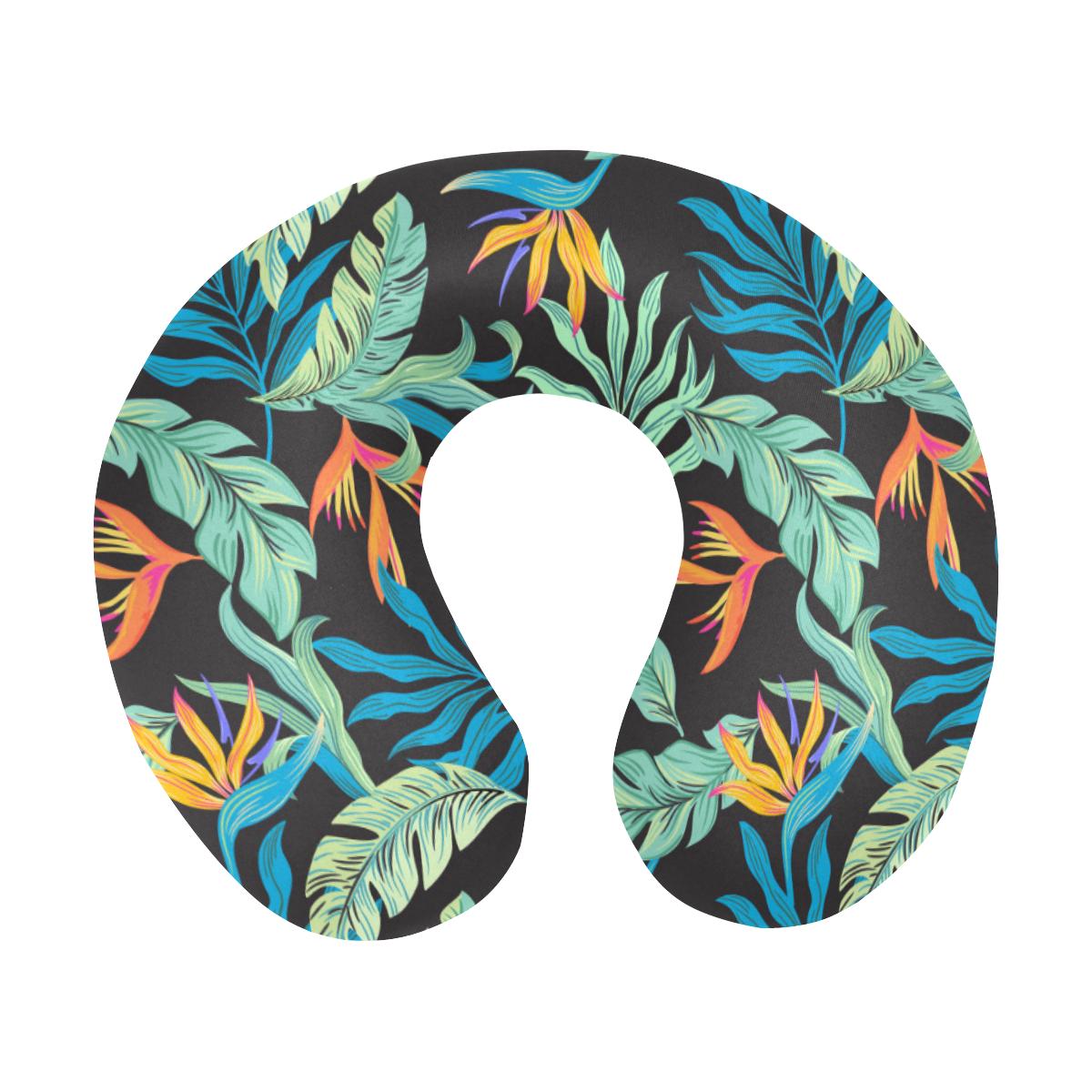 Tropical Palm Leaves Hawaiian Flower U-Shaped Travel Neck Pillow-JTAMIGO.COM