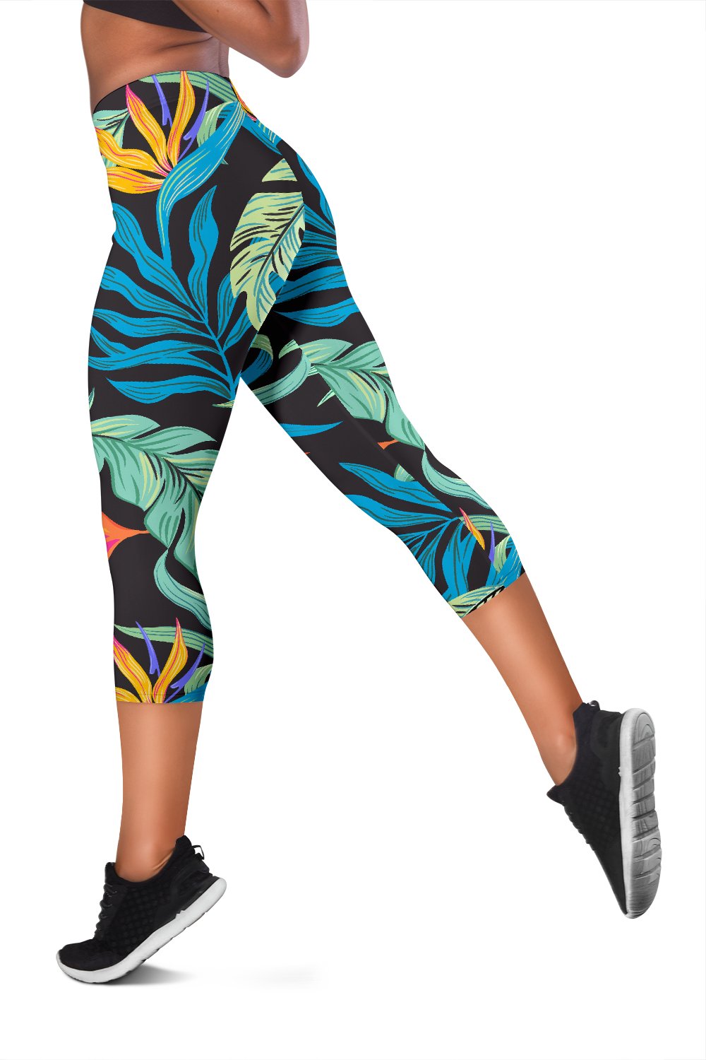 Tropical Palm Leaves Hawaiian Flower Women Capris