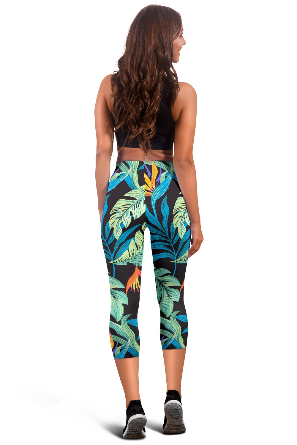 Tropical Palm Leaves Hawaiian Flower Women Capris