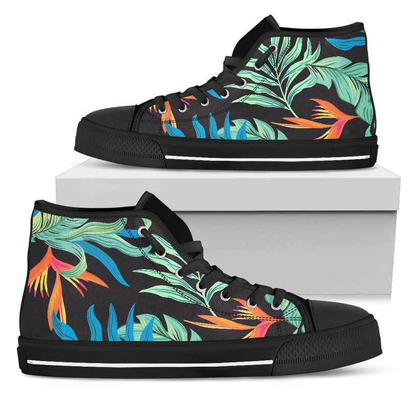 Tropical Palm Leaves Hawaiian Flower Women High Top Shoes