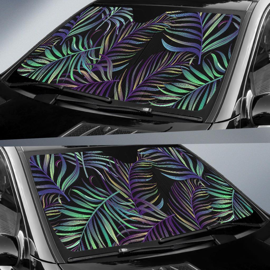 Tropical Palm Leaves Pattern Brightness Car Sun Shade For Windshield