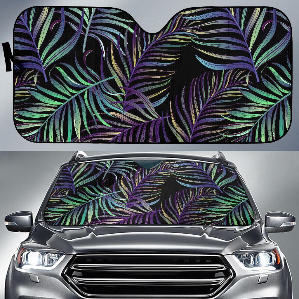 Tropical Palm Leaves Pattern Brightness Car Sun Shade For Windshield