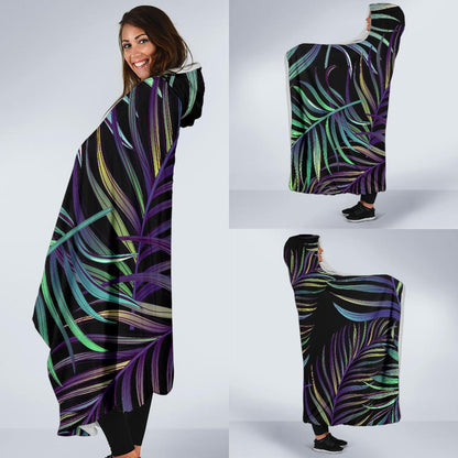 Tropical Palm Leaves Pattern Brightness Hooded Blanket-JTAMIGO.COM