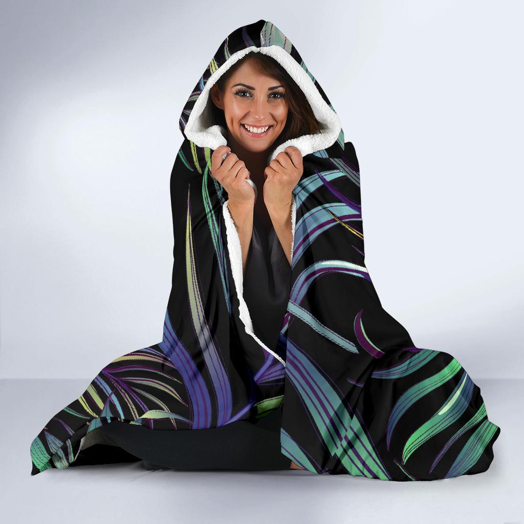 Tropical Palm Leaves Pattern Brightness Hooded Blanket-JTAMIGO.COM