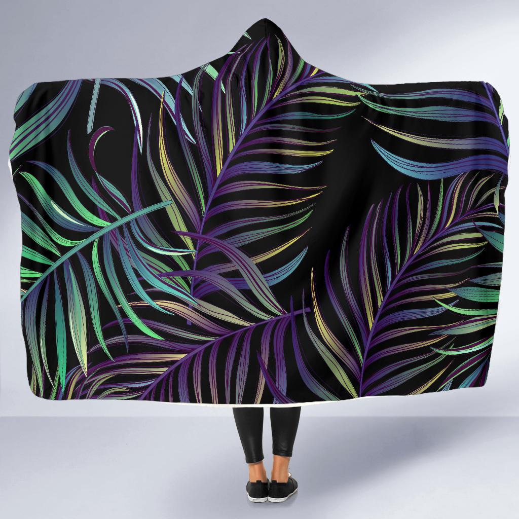 Tropical Palm Leaves Pattern Brightness Hooded Blanket-JTAMIGO.COM