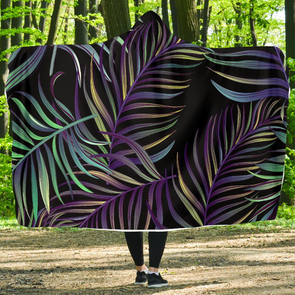 Tropical Palm Leaves Pattern Brightness Hooded Blanket-JTAMIGO.COM