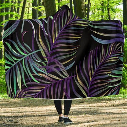 Tropical Palm Leaves Pattern Brightness Hooded Blanket-JTAMIGO.COM