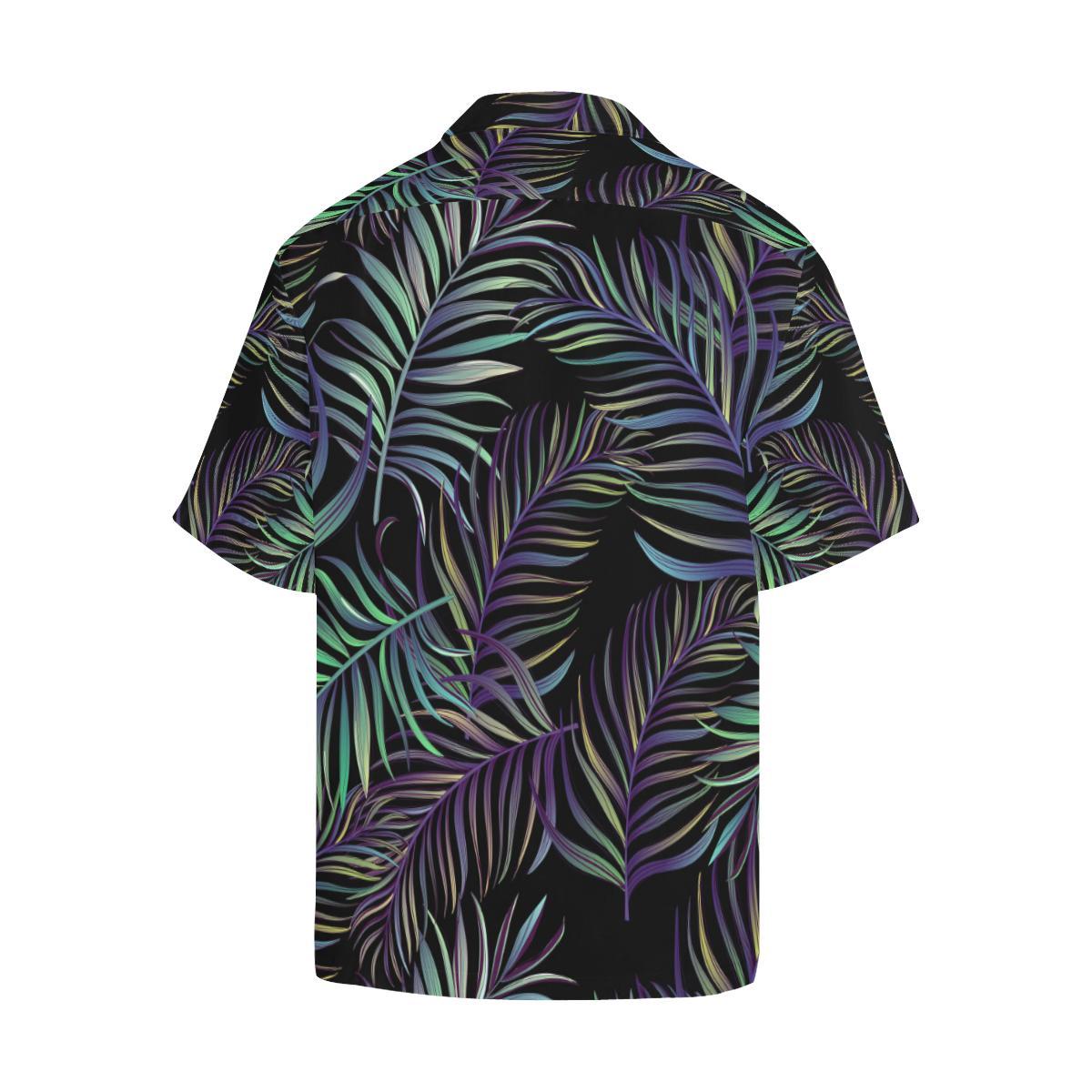 Tropical Palm Leaves Pattern Brightness Men Aloha Hawaiian Shirt