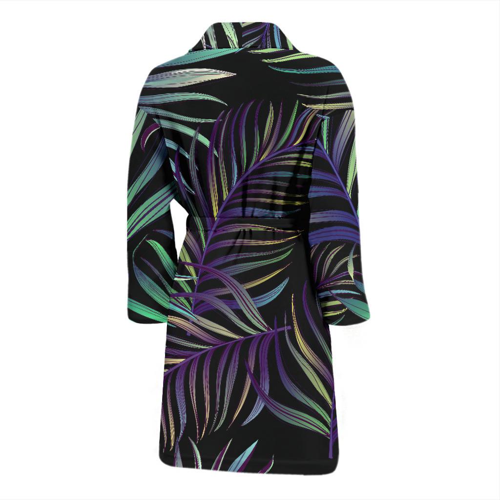 Tropical Palm Leaves Pattern Brightness Men Bath Robe-JTAMIGO.COM