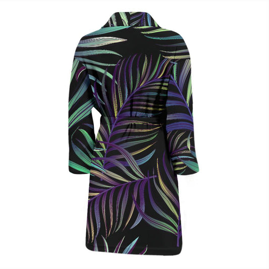 Tropical Palm Leaves Pattern Brightness Men Bath Robe-JTAMIGO.COM
