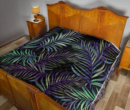 Tropical Palm Leaves Pattern Brightness Premium Quilt-JTAMIGO.COM