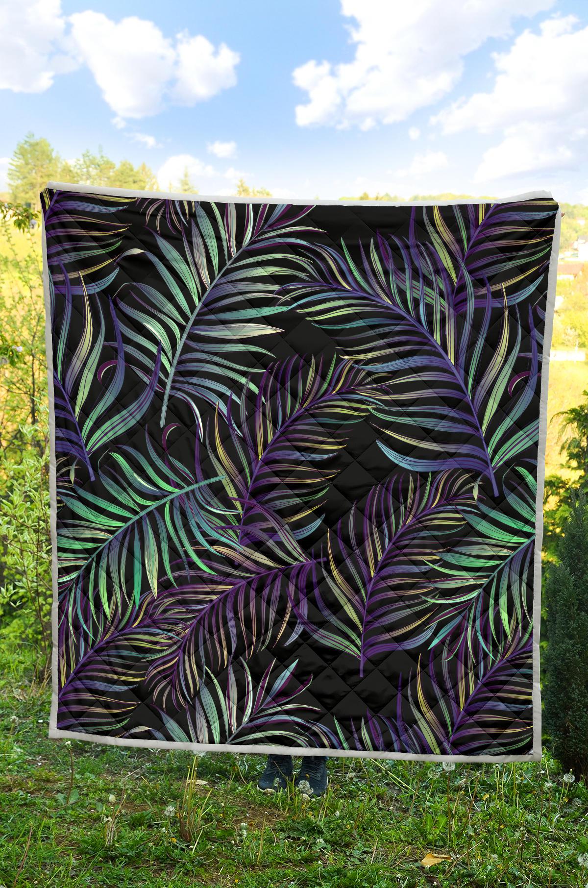 Tropical Palm Leaves Pattern Brightness Premium Quilt-JTAMIGO.COM