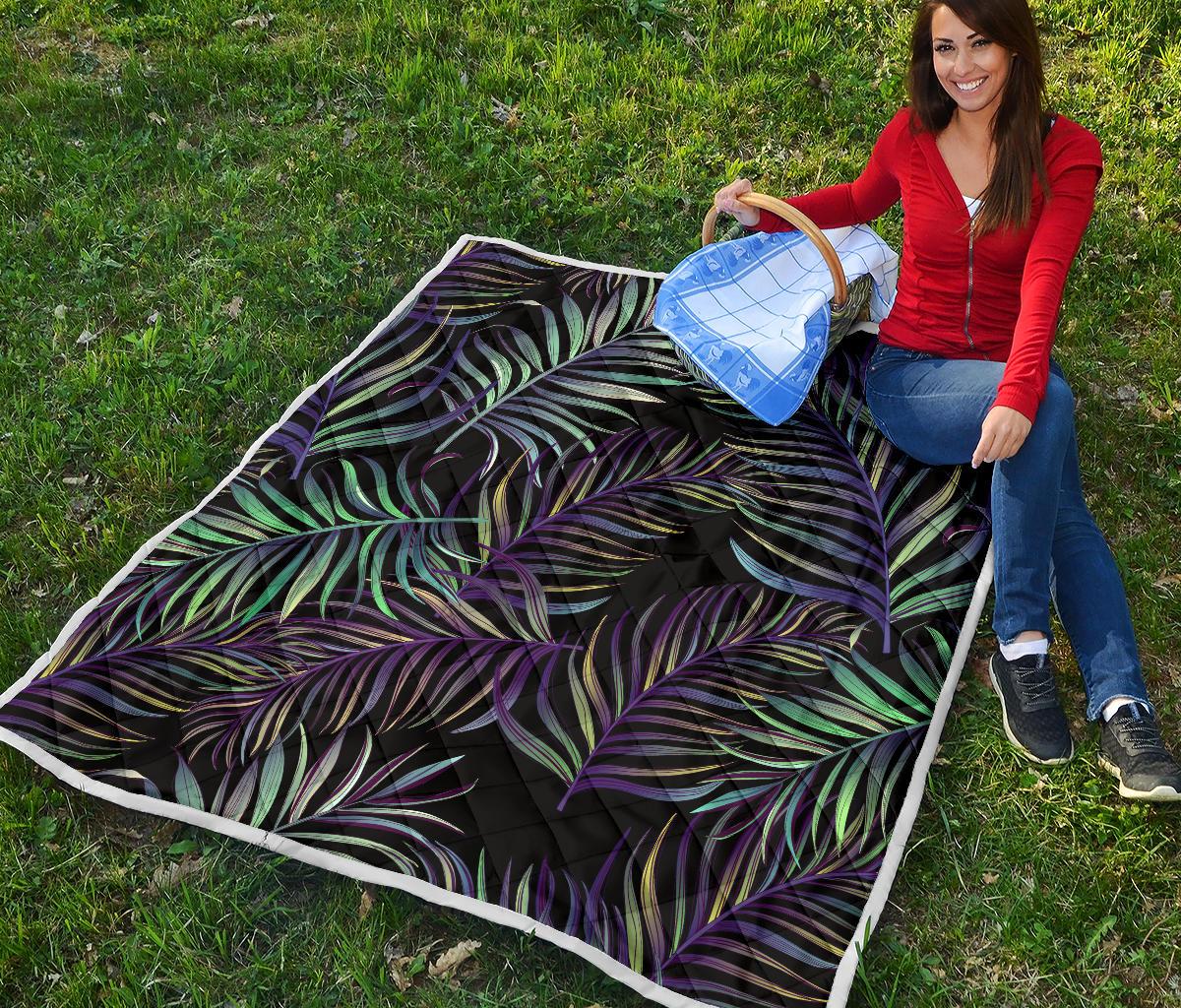 Tropical Palm Leaves Pattern Brightness Premium Quilt-JTAMIGO.COM