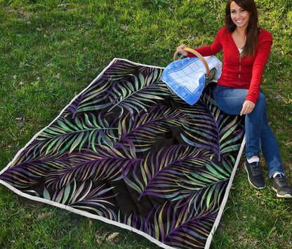 Tropical Palm Leaves Pattern Brightness Premium Quilt-JTAMIGO.COM