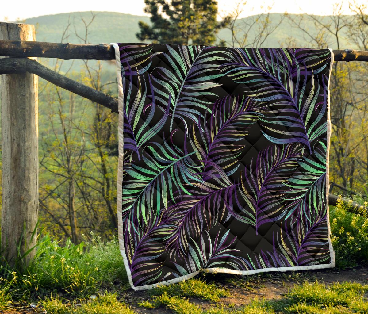 Tropical Palm Leaves Pattern Brightness Premium Quilt-JTAMIGO.COM