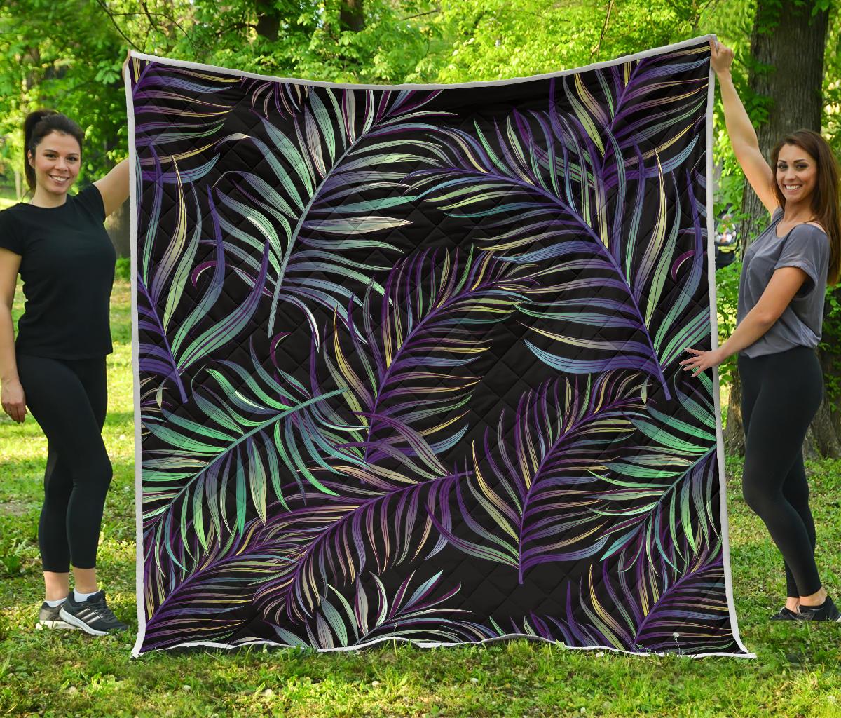 Tropical Palm Leaves Pattern Brightness Premium Quilt-JTAMIGO.COM