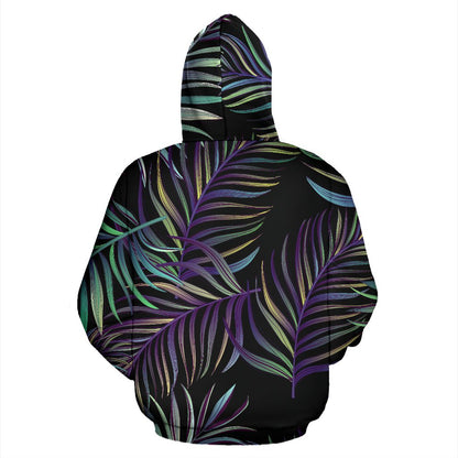 Tropical Palm Leaves Pattern Brightness Pullover Hoodie
