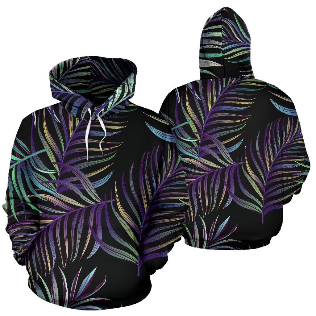 Tropical Palm Leaves Pattern Brightness Pullover Hoodie