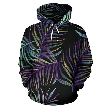 Tropical Palm Leaves Pattern Brightness Pullover Hoodie