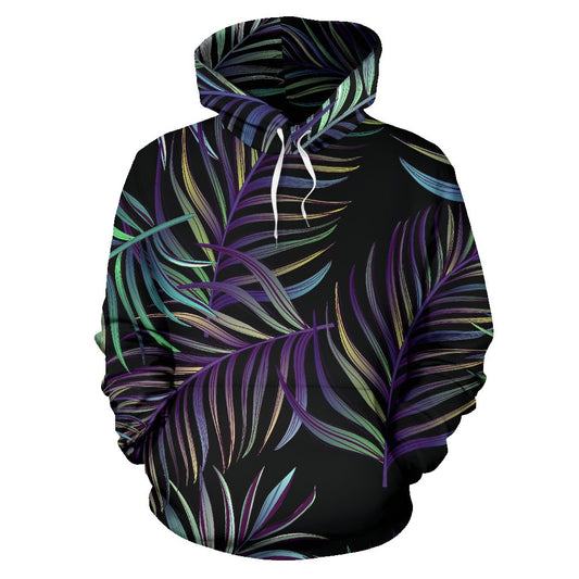 Tropical Palm Leaves Pattern Brightness Pullover Hoodie