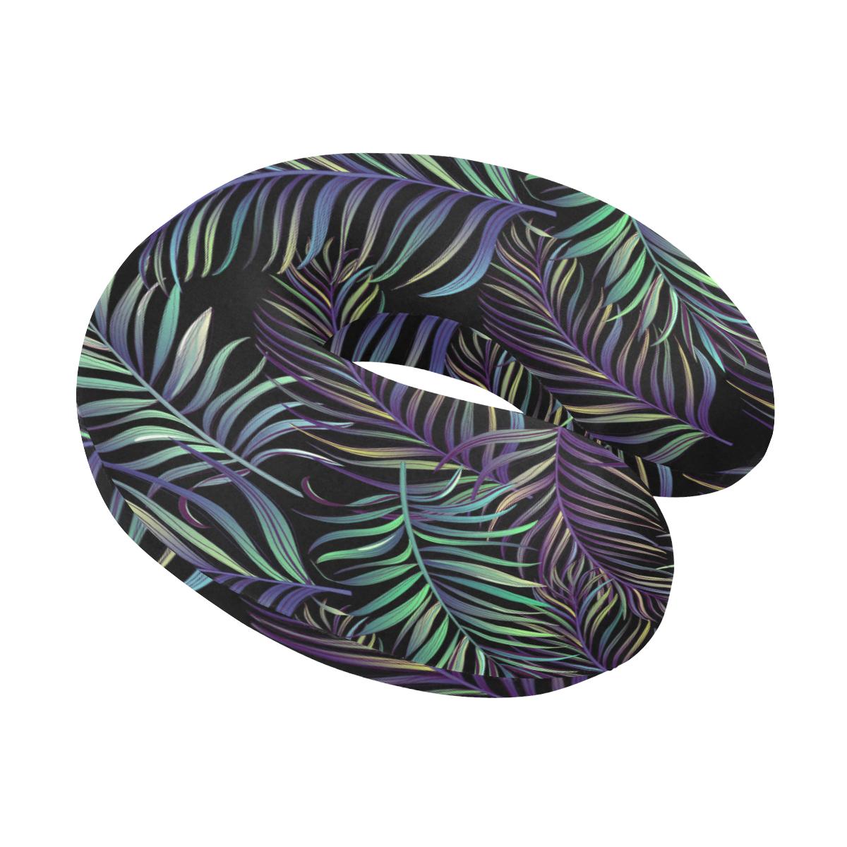 Tropical Palm Leaves Pattern Brightness U-Shaped Travel Neck Pillow-JTAMIGO.COM