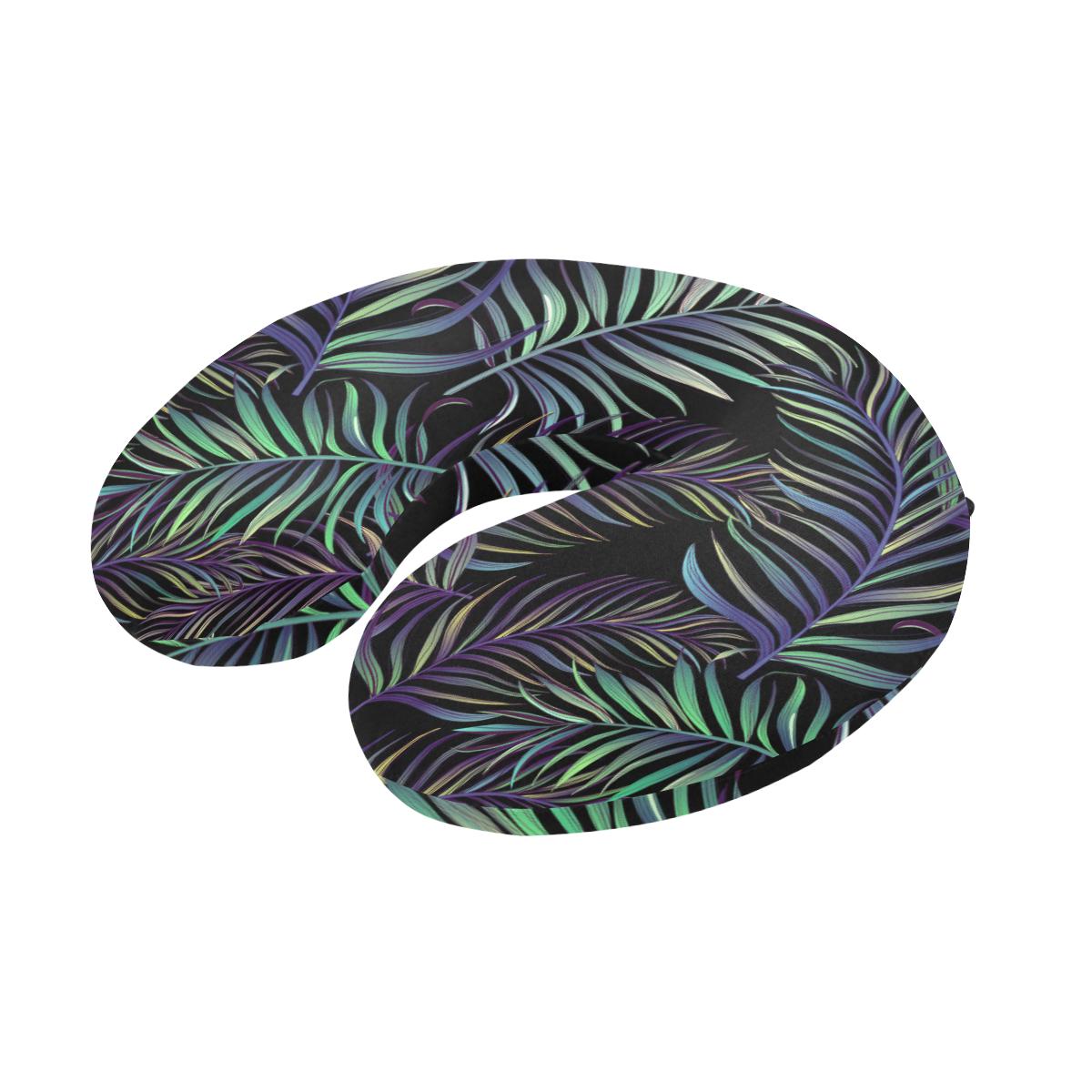 Tropical Palm Leaves Pattern Brightness U-Shaped Travel Neck Pillow-JTAMIGO.COM