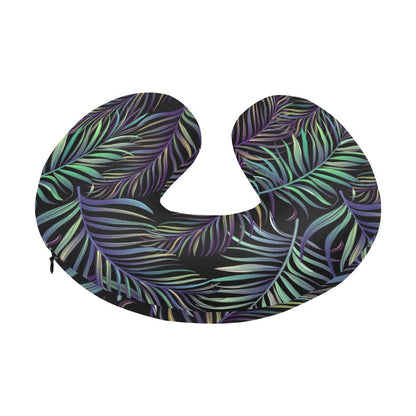 Tropical Palm Leaves Pattern Brightness U-Shaped Travel Neck Pillow-JTAMIGO.COM