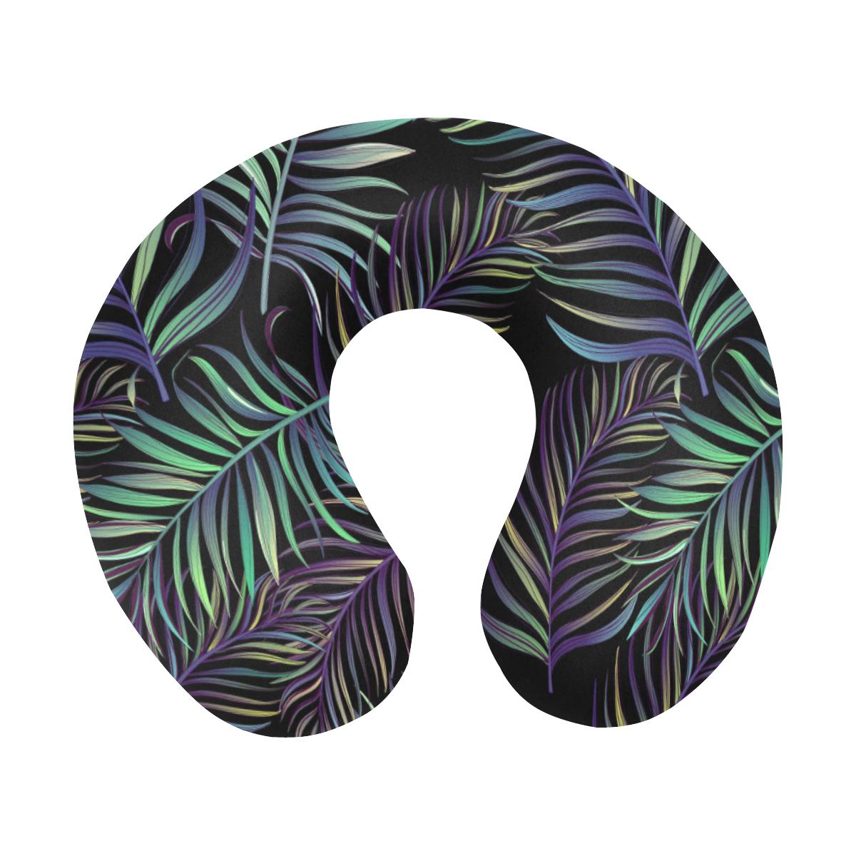 Tropical Palm Leaves Pattern Brightness U-Shaped Travel Neck Pillow-JTAMIGO.COM