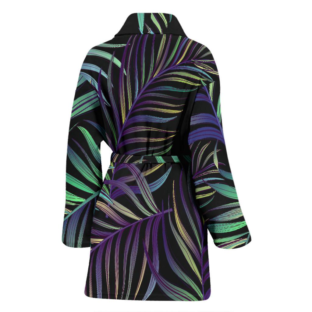 Tropical Palm Leaves Pattern Brightness Women Bath Robe-JTAMIGO.COM