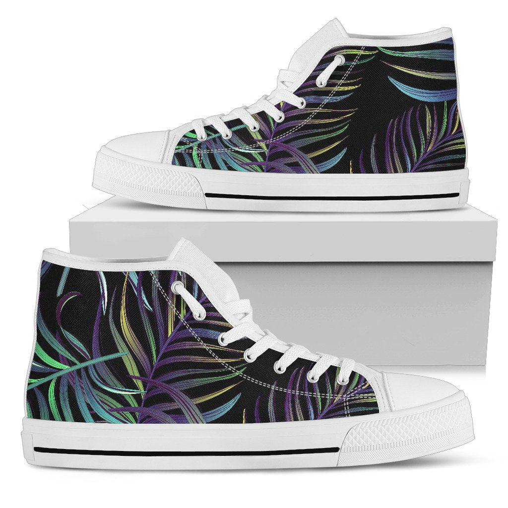 Tropical Palm Leaves Pattern Brightness Women High Top Shoes