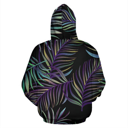 Tropical Palm Leaves Pattern Brightness Zip Up Hoodie