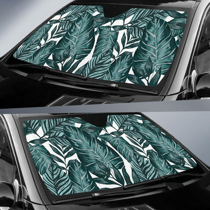 Tropical Palm Leaves Pattern Car Sun Shade For Windshield