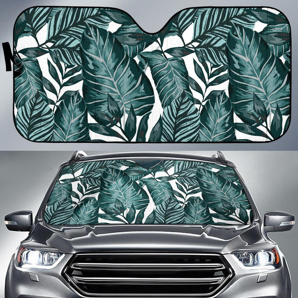 Tropical Palm Leaves Pattern Car Sun Shade For Windshield